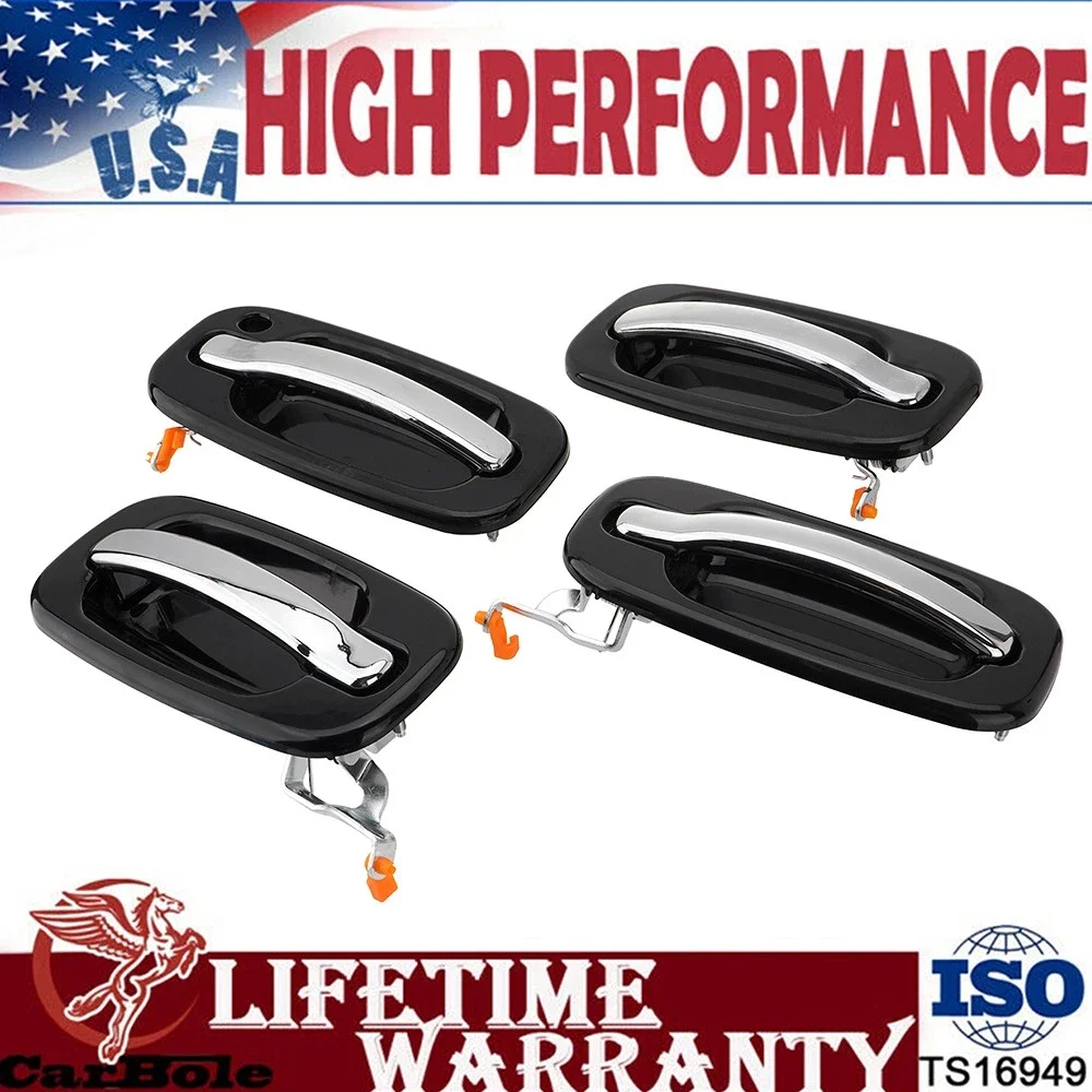 

Set of 4 Exterior Door Handles For Chevy Silverado GMC Cadillac Escalade 1999-06