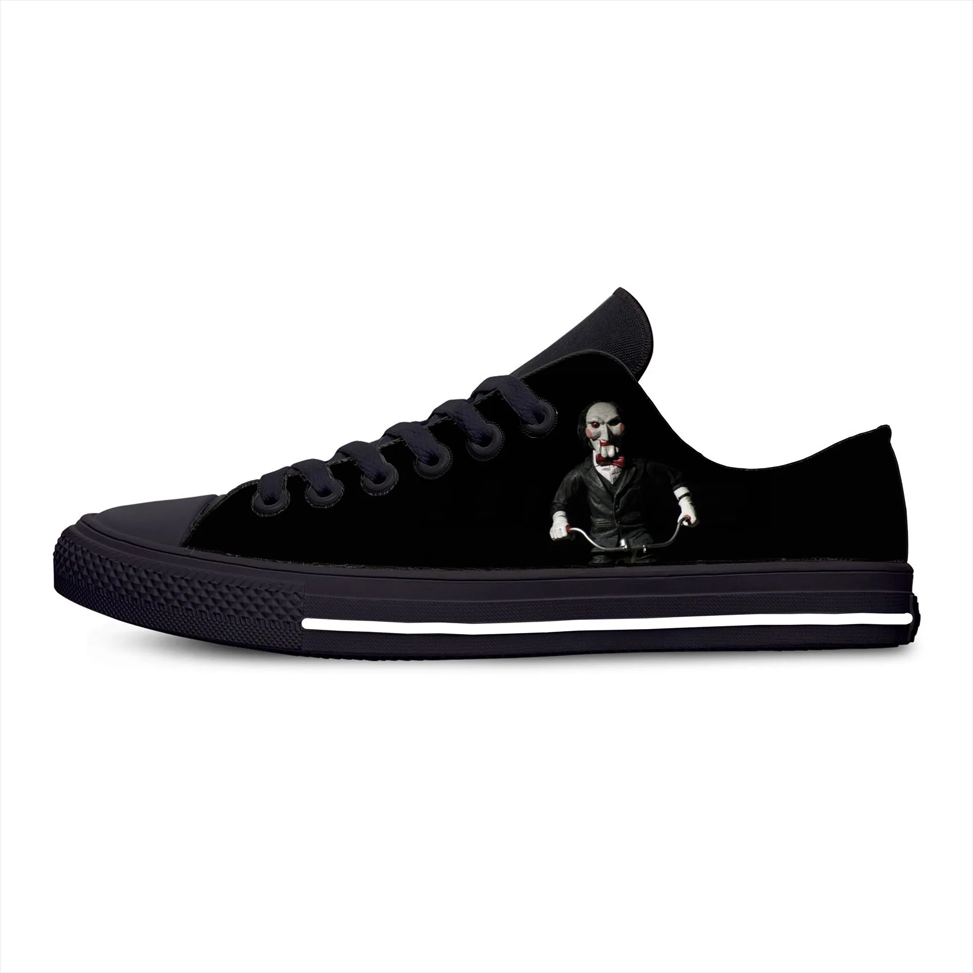 Movie Horror Scary Saw Billy Puppet Jigsaw Cartoon Casual Cloth Shoes Low Top Lightweight Breathable 3D Print Men Women Sneakers