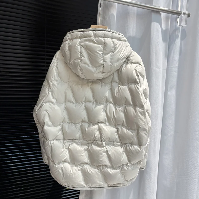 Schinteon Women's 90% White down Jacket with Hood Solid Color Autumn Winter Warm Fashion Parka Outerwear 2026 New
