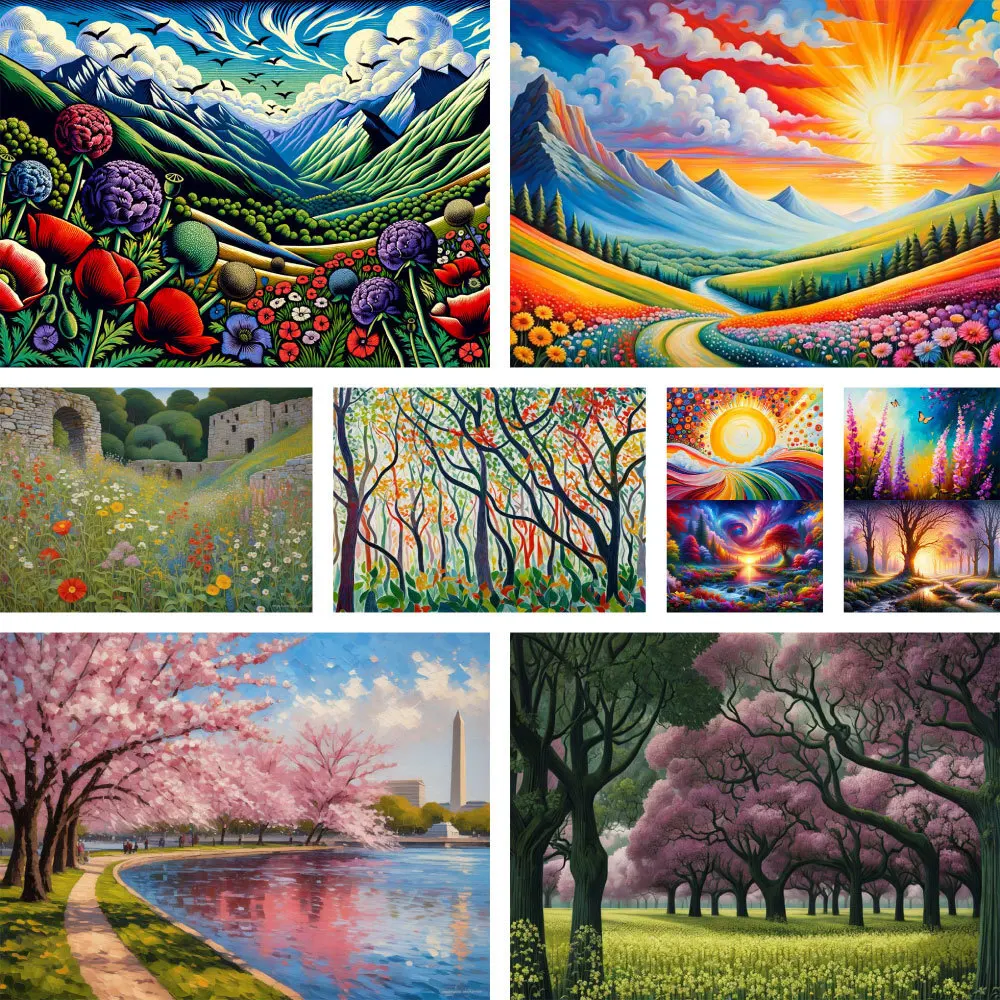 Landscape Fantasy Nature Cross-Stitch DIY Embroidery Full Kit Handmade Hobby Handicraft Needlework Sales Package Home Decor