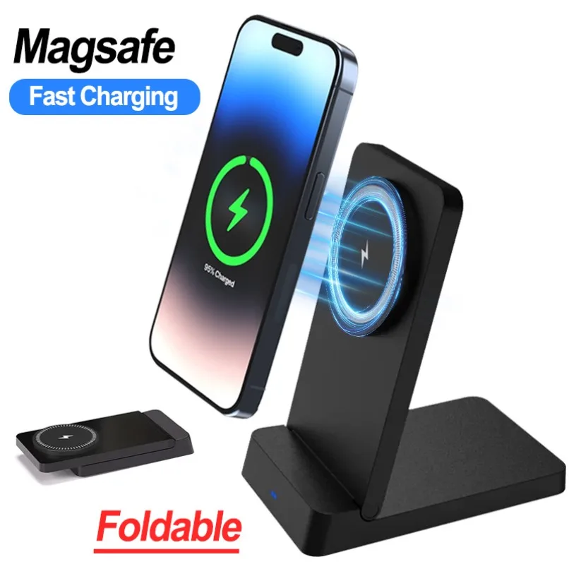 

Foldable Desktop Wireless Charger Phone Holder Stand For Magsafe iPhone 17 16 15 14 13 12 Pro Max Magnetic Fast Charging Station