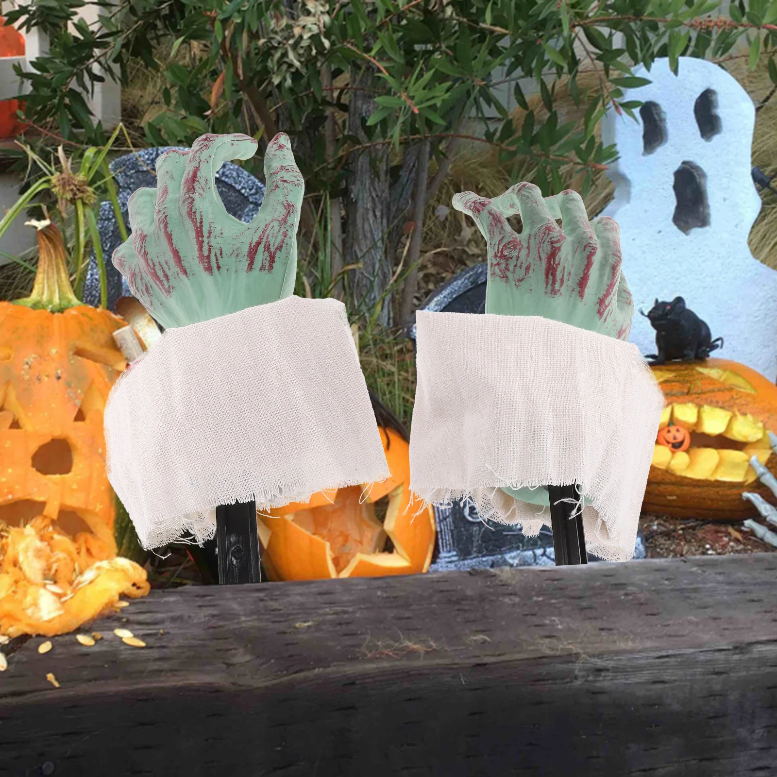 

1Set Realistic Skull Head with Bone Arms Lawn Stakes for Spooky Halloween Garden Decoration Outdoor Grave Decor Festival