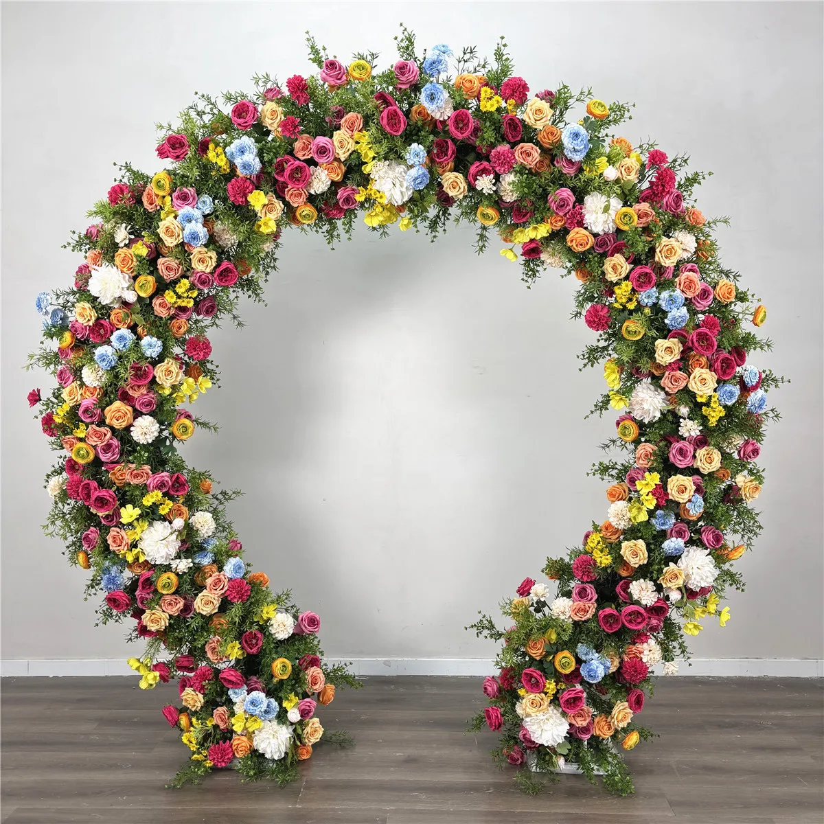 

Hot Selling High Quality Realistic Handmade Silk Flower Arch Wedding Backdrop Customizable Size Event Decoration Colorful