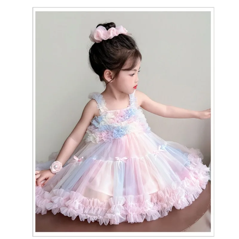 Girls' Dress Summer 2026 New Girl Treasure Princess One Year Old Dress Children's Vest Mesh Skirt Summer