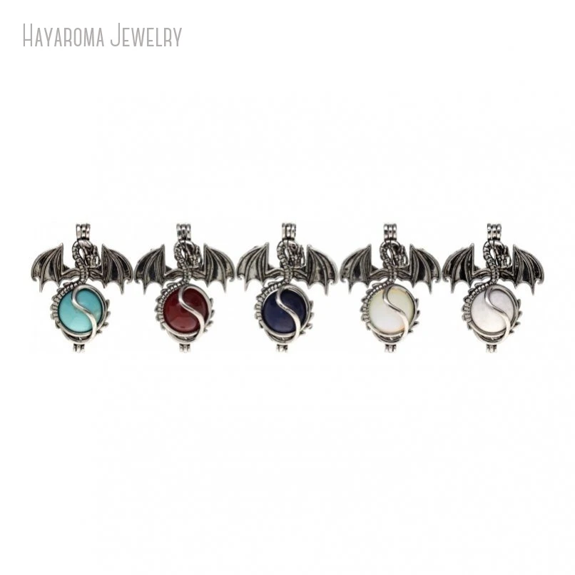 12Pcs Wholesale Animal Dragon Antique Silver Color Copper Black Jewelry Vintage Pendant PM48250