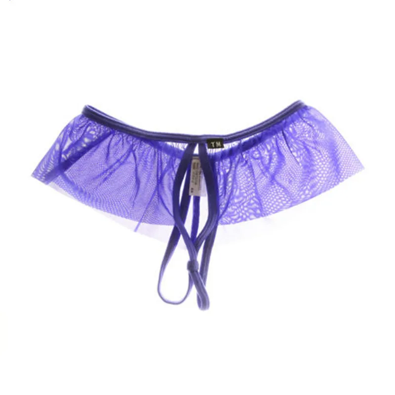 Men Low Rise Mesh Skirt Briefs, Silky Breathable Adjustable Drawstring Underwear, Fashion Comfort Male Daily Base Panties