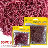 50PCS/Bag Earthworm Soft Lure 4cm 8cm Artificial Lifelike Fake Baits Ultra Light Plastic Bloodworm Companion for Fishing Tackle