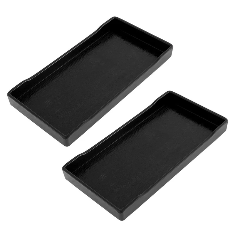 2X bandeja de plástico Rectangular para comida y almuerzo, color negro