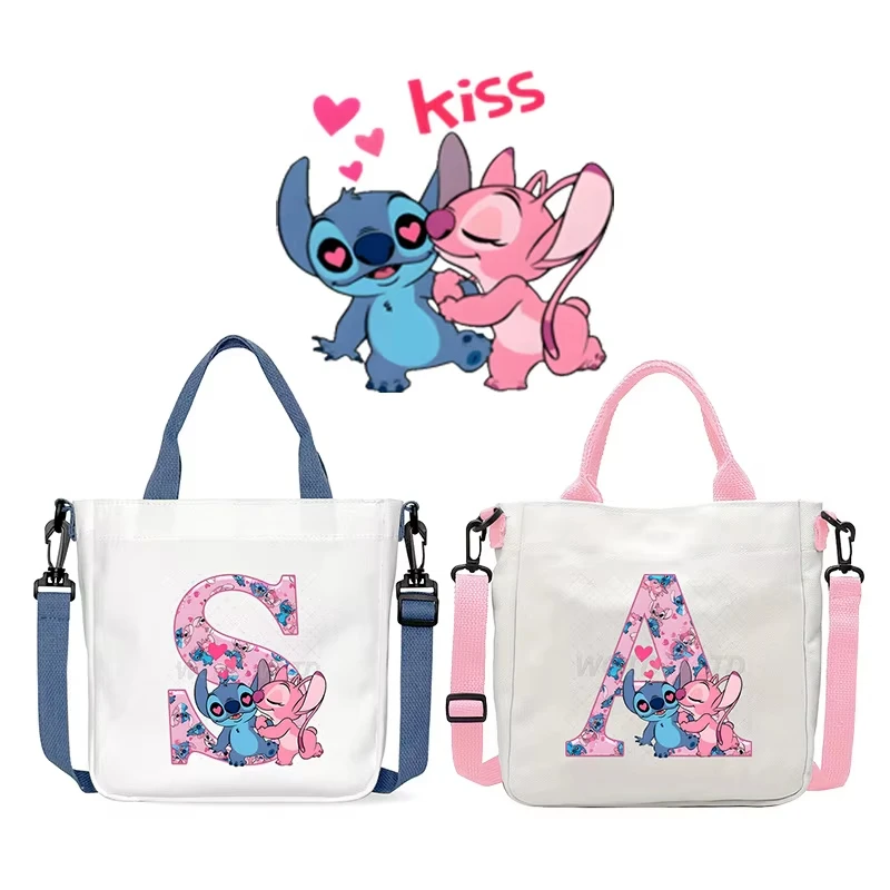 

Сумка на плечо Disney Stitch с рисунком A-Z, сумка через плечо, новая большая вместительная сумка через плечо, модные портативные холщовые сумки для хранения, подарок