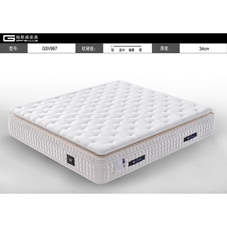 Soft 34cm Thickness Latex Bedding Mattress Wholesale King/Queen/Full Size Pocket Spring Double Bed Mattresses For Hotel/Villa