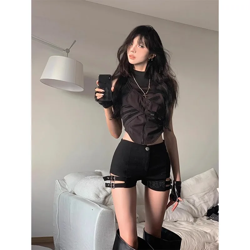 Black High Elastic High Waist Summer Fashion Sexy Plus Size Women's Casual Shorts