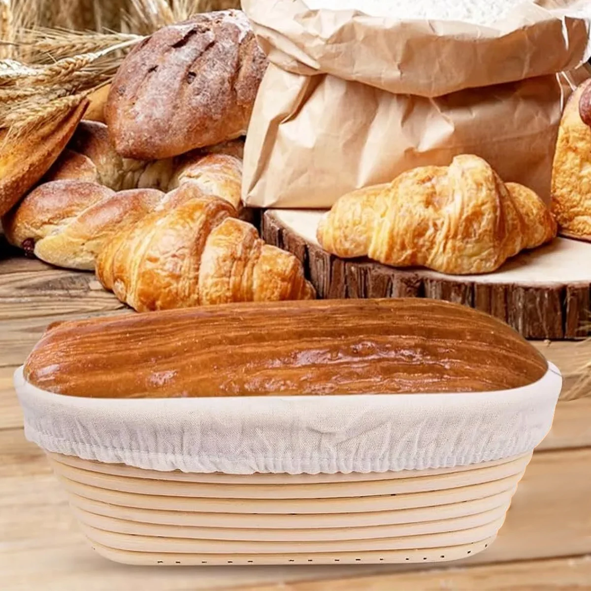 

1Pcs 10-Inch Rattan Bread Proofing Basket Natural Fermentation Sourdough Bread Basket Dough Rattan Wicker Baking Bowl
