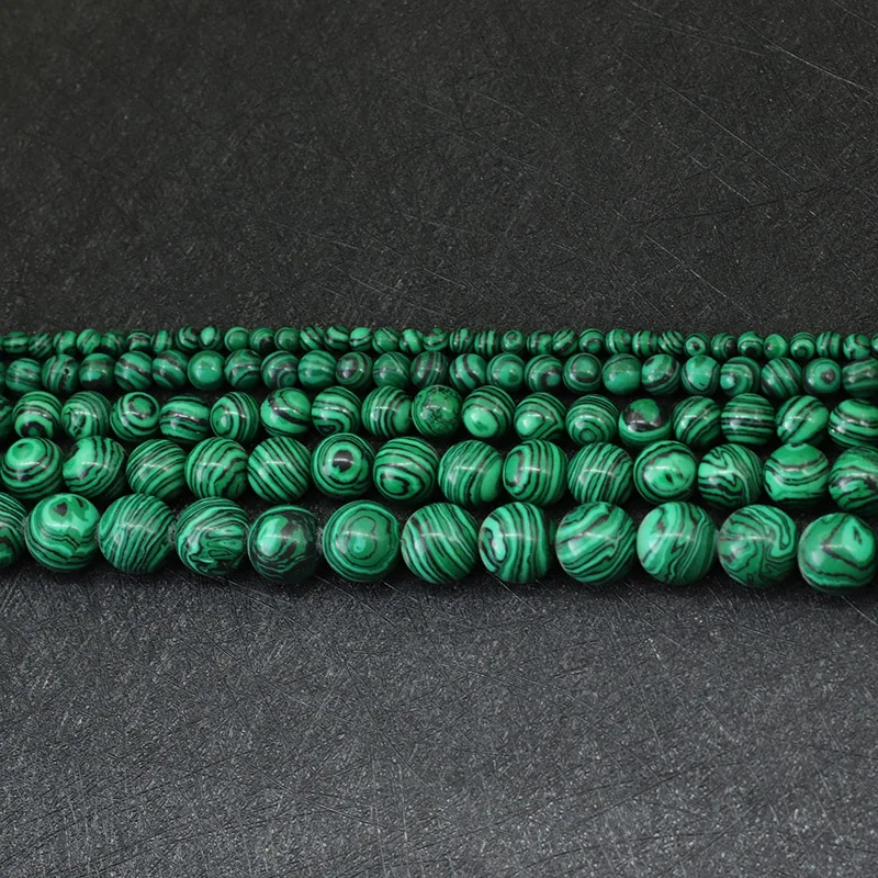 4/6/8/10/12 مللي متر الصف أ الملكيت فضفاض الخرز لصنع المجوهرات الأخضر السلس سوار ذاتي الصنع قلادة القرط مطرز حقيبة بالجملة