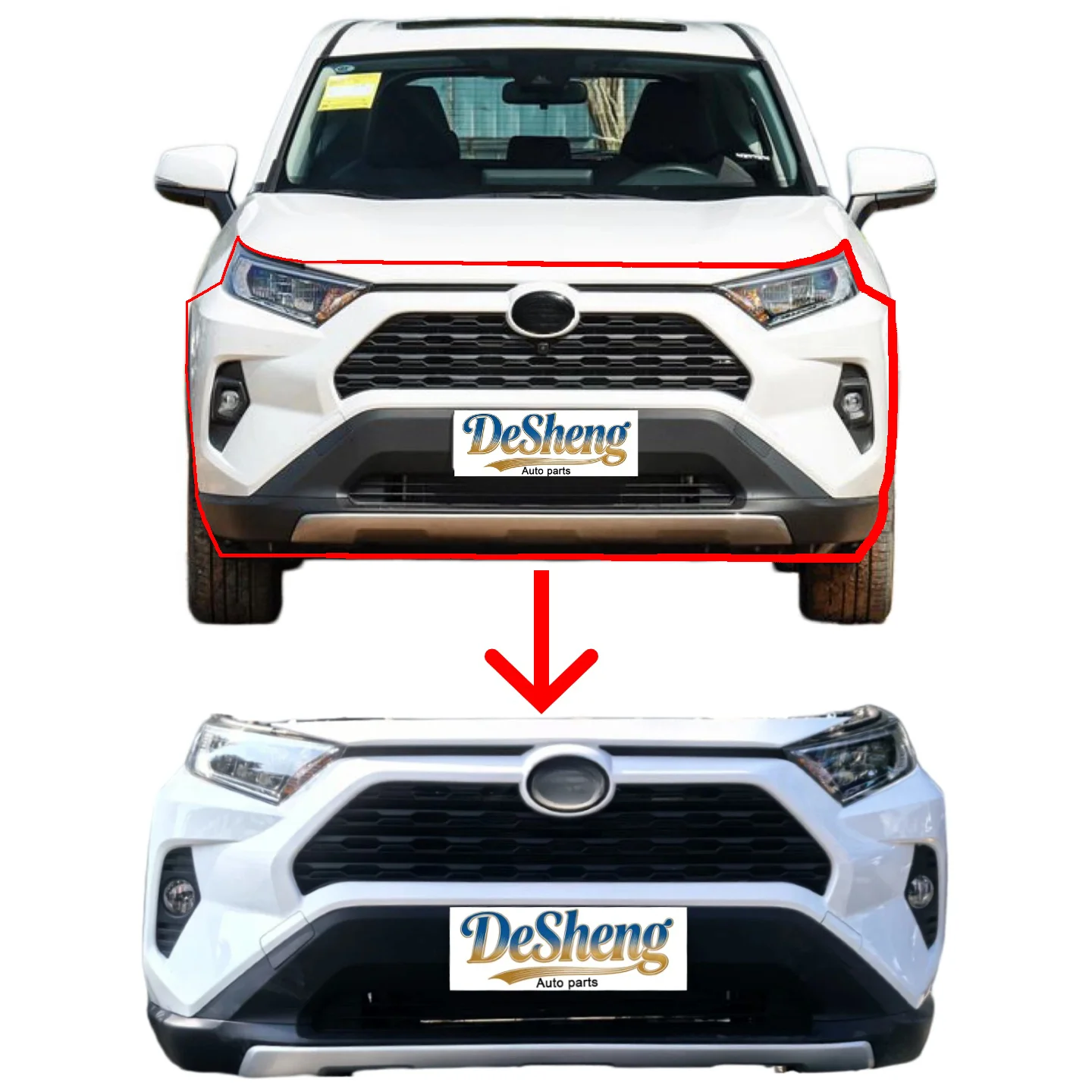 

Premium Durable Front Bumper Assembly for RAV4 Perfect Fit for Front Grille, Headlight Grille,Radiator,Venetian Blinds
