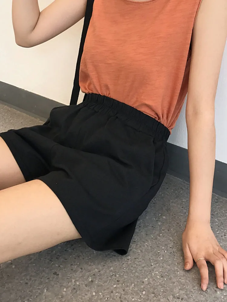 Black Casual Shorts for Women - 2025 Summer Fashion. Featuring solid color, hip hop, punk, and Harajuku retro styles with pocket