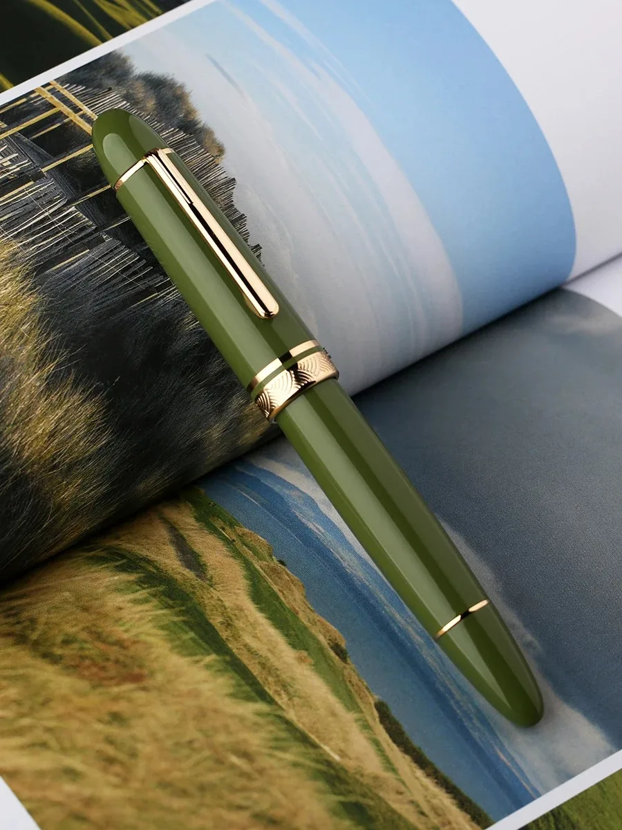 For Majohn P140 Fountain Pen, NO.8 F/M Nib, Brass Piston System, Large Capacity Acrylic Writing Gift Pen