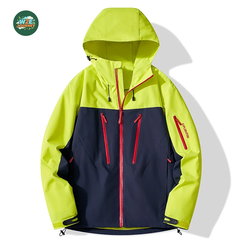 

W2EJOURNEY EU US SizeSpring Autumn Waterproof Windbreaker Jackets Lightweight Hooded Zippered Jackets for Men Hiking Cycling