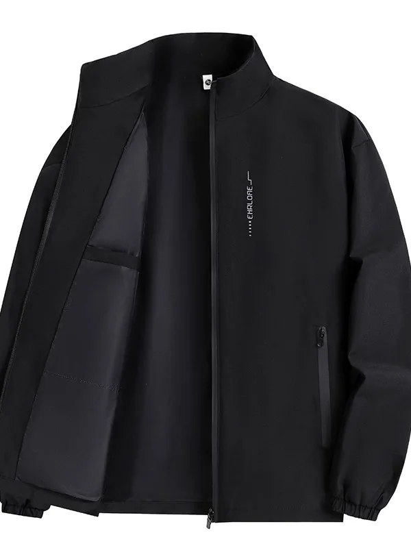 

Men's Spring Autumn Lightweight Loose Fit Faionable Stand Collar Jaet Waterproof Casual Outerwear Polyester Fabric