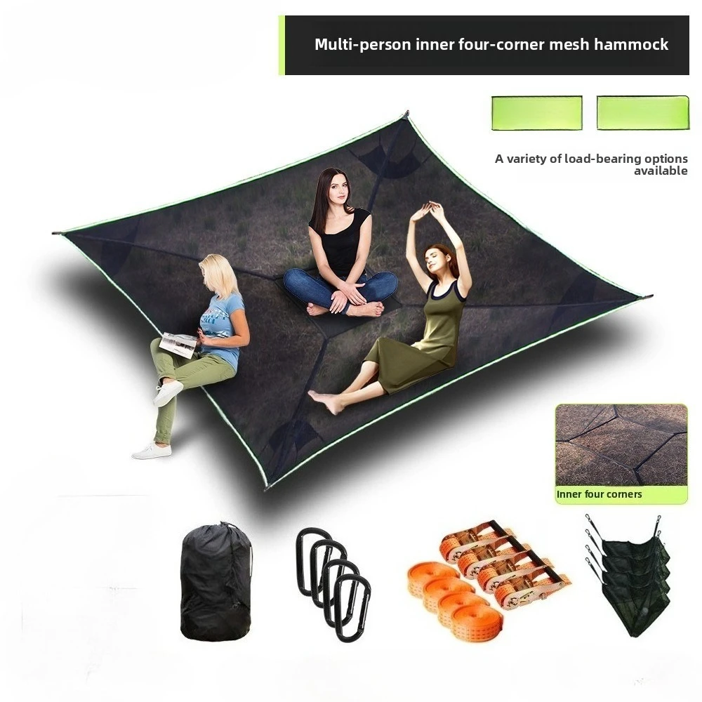 

Открытый гамак для кемпинга, четырехугольный гамак, подвесная портативная кровать, портативная многоместная воздушная подушка, гамак в джунглях