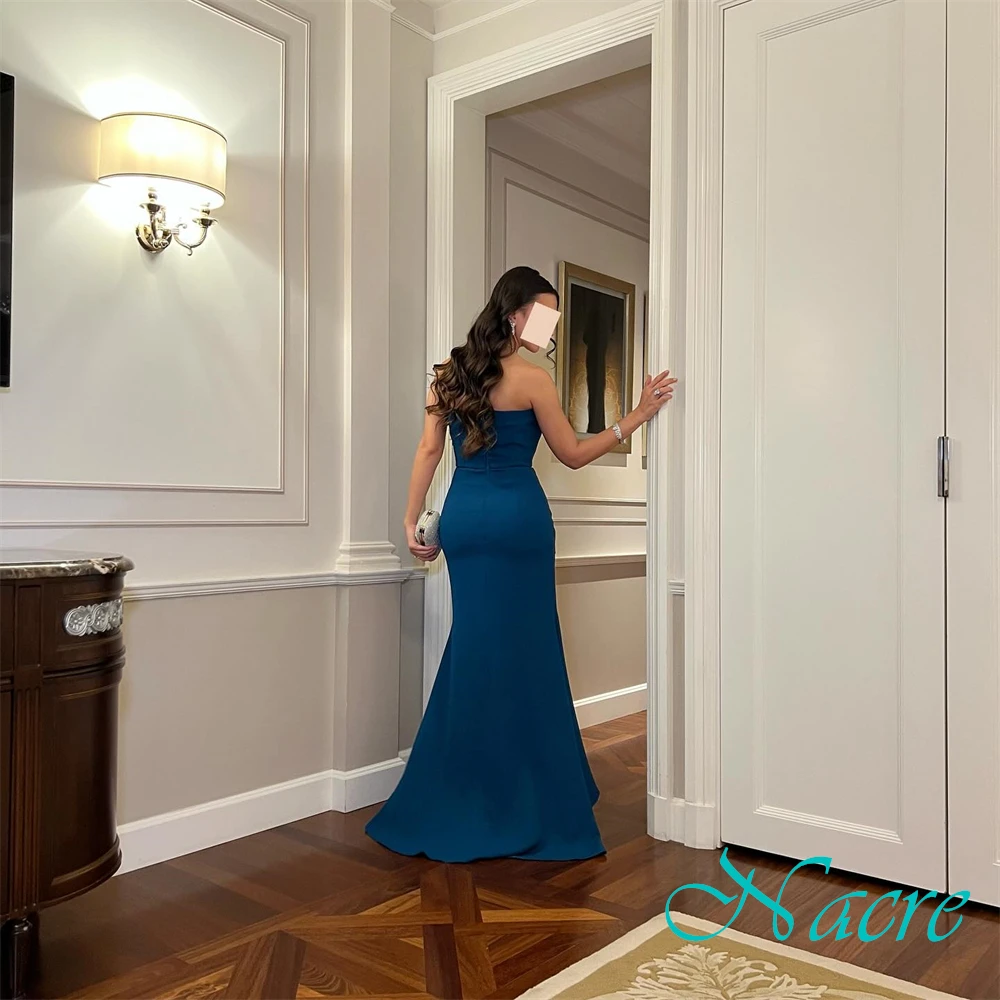 Customized Exquisite Jersey Sleeveless Evening Dress Delicate Strapless Prom Dresses Sweep Train Mermaid Special Occasion Gowns