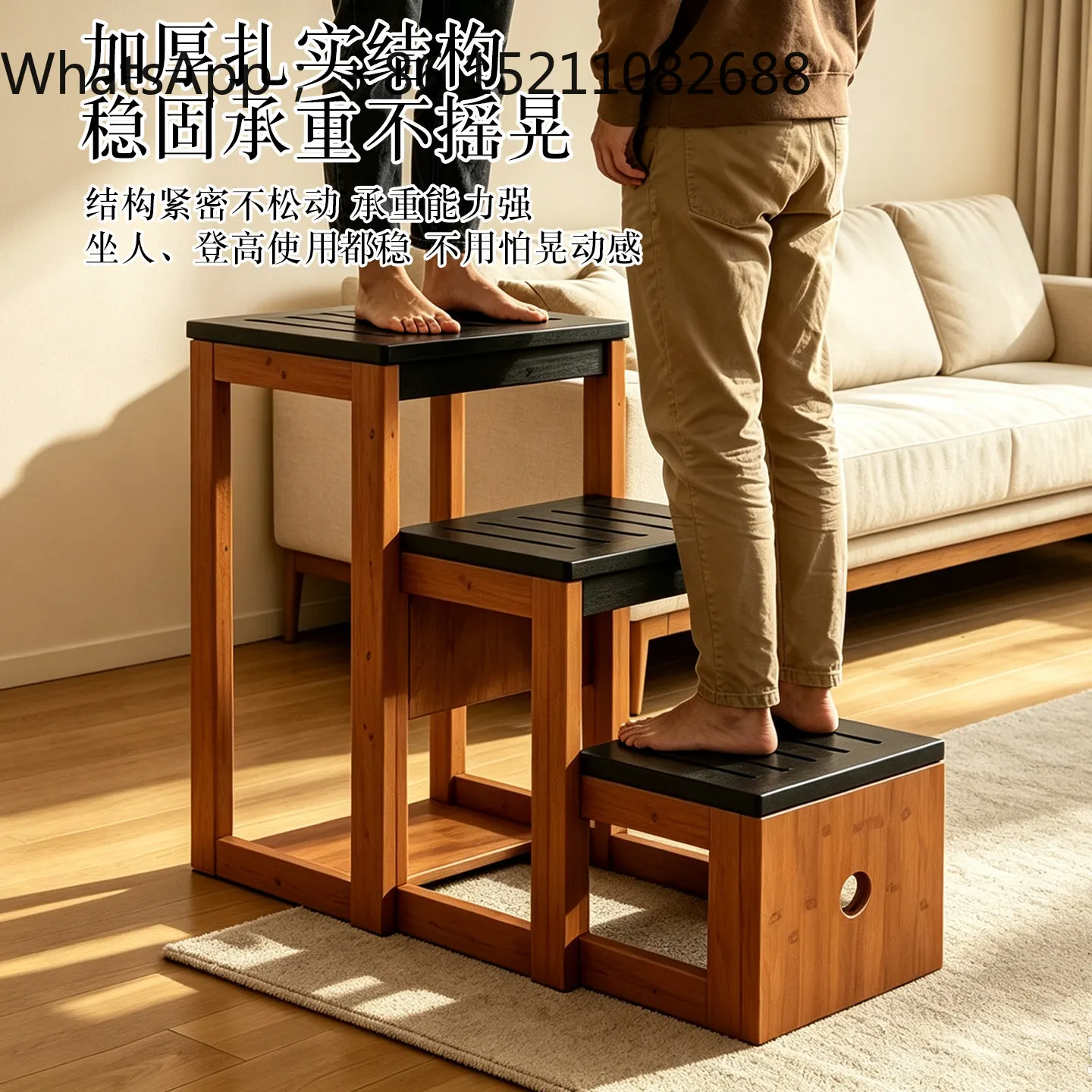 LLY Foldable Ladder Stool Indoor Climbing Thickened Ladder Stool Multifunctional Three-step Ladder Shelf Cat Climbing Frame