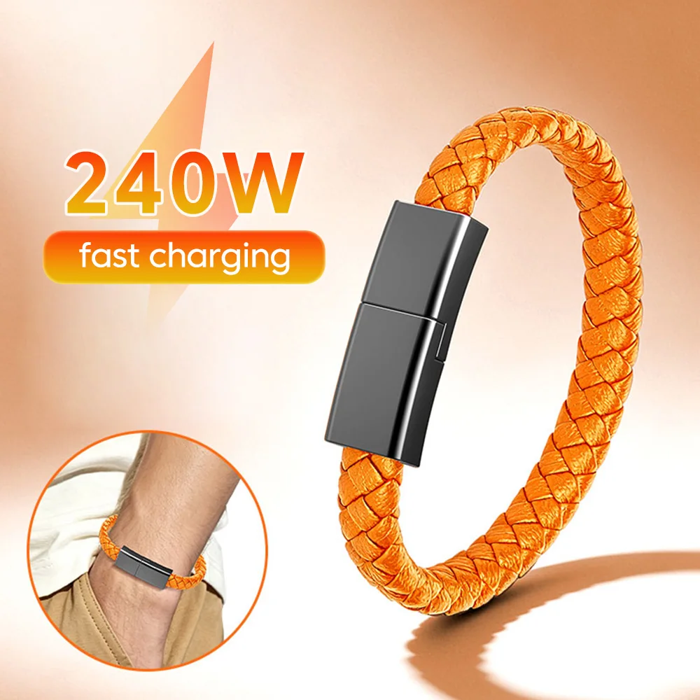 USB C to USB C Bracelet Cable Outdoor Portable Fast Charging Mobile Phone Data Line For iPhone 15 16 17 Samsung Tablet Notebook
