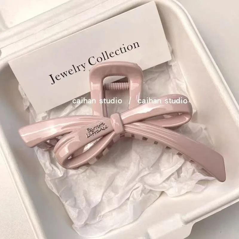 

Корейская большая акриловая заколка-краб для волос в форме драконьей кости и акульего хвоста, французский стиль, в горошек