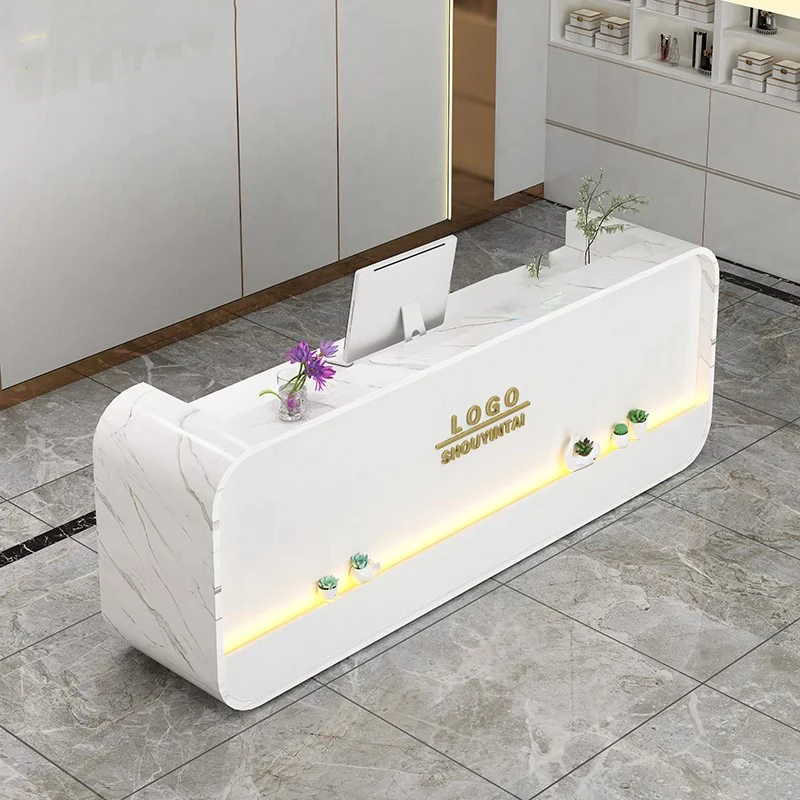 

Decorations Hotel Reception Desk Counter Hair Salon Simple Modern Luxury Trendy Reception Desk Counter Beauty Office Furniture