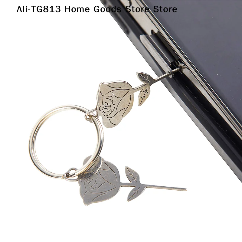 

[TG813]2Pcs/Set Rose Shape Stainless Steel Needle for Smartphone Sim Tray Removal Eject Pin Key Tool Universal Thimble