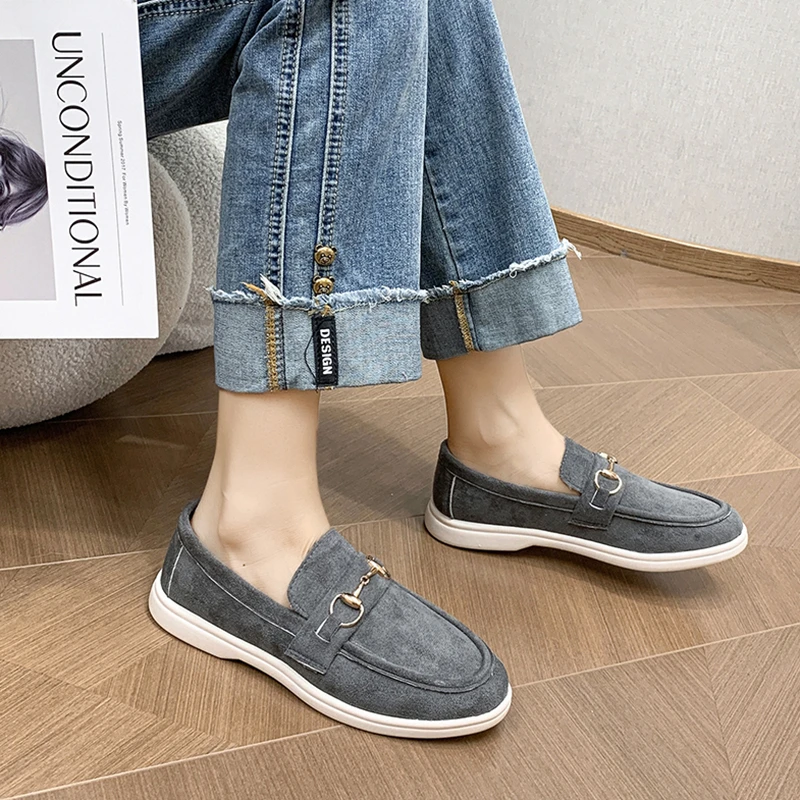 Sapatos simples femininos novo estilo dedo do pé quadrado boca rasa primavera e outono diário versátil sapatos de cano baixo mocassins confortáveis