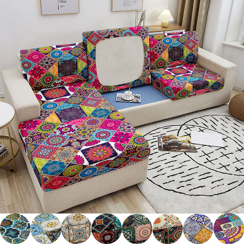 Elastic Sofa Seat Cushion Cover Bohemiain Stretch Seat Cushion Cover Couch Slipcover for Living Room Decoration