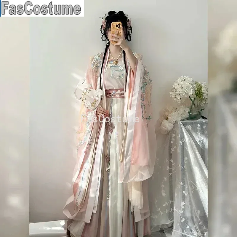 

2024 Модное платье Hanfu в китайском стиле с вышивкой и градиентными цветами, оригинальный дизайн для женщин