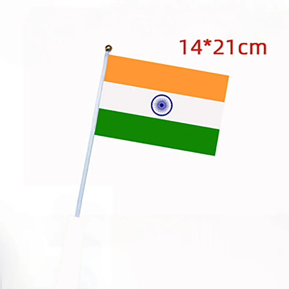 EOODLOVE 10/20/50pcs Indian Handheld Flags, Hand Flags, Party Sports Small Flags with Flagpoles