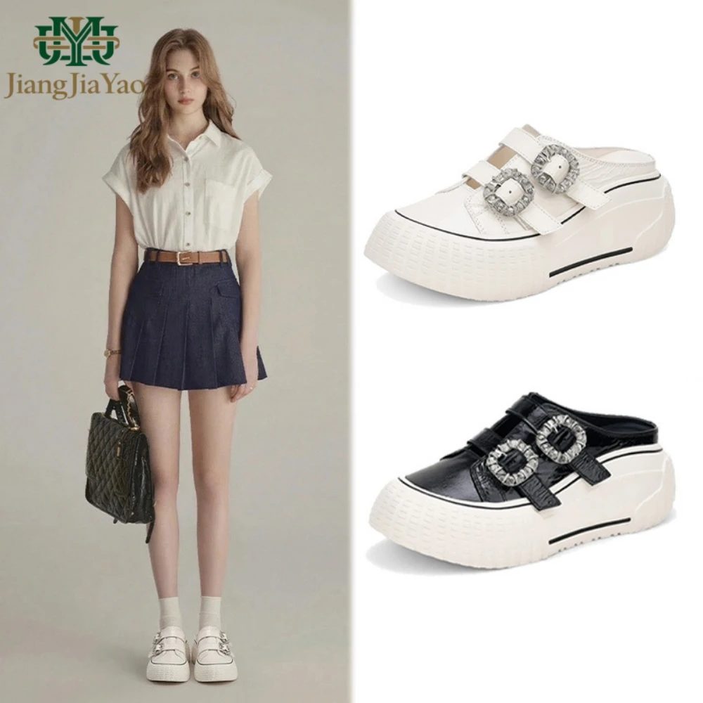 

Thick Sole 6 cm Rhinestone Baotoe Slippers Summer 2026 New Women's Versatile Sponge Cake Shoes College Girls Casual Shoes