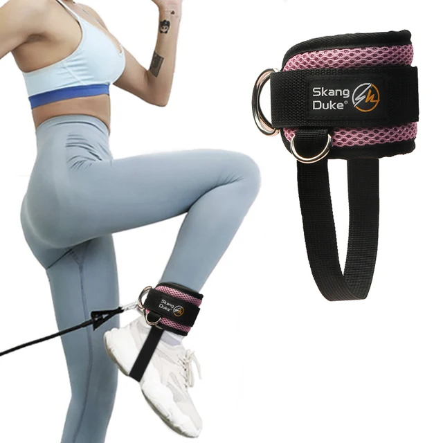 1 szt. Wyściełany paski na kostkę paski na kostkę do automatów kablowych podwójny mankiety na kostkach Fitness typu D-Ring do ćwiczeń na siłownię, przedłużanie nóg