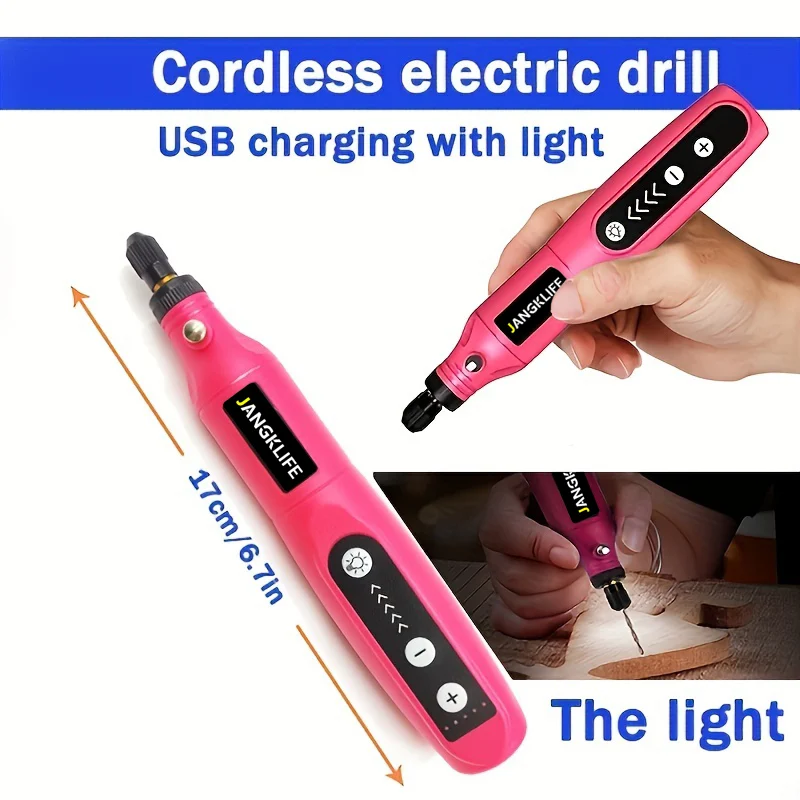 JANGKLIFE USB Cordless Rotary Tool Kit Woodworking Engraving Pen DIY For Jewelry Metal Glass Mini Wireless Drill