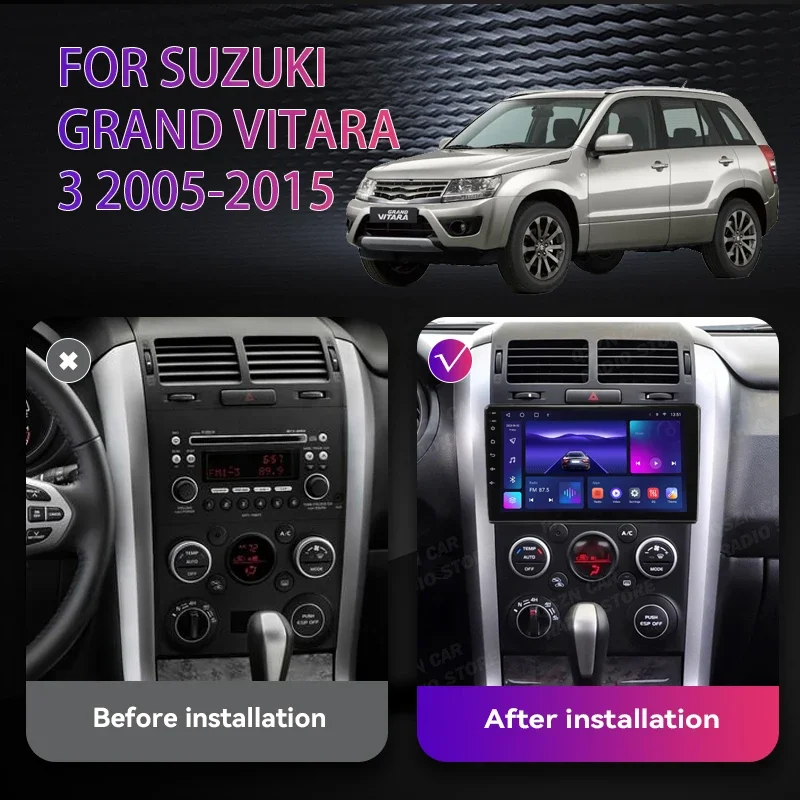 2 Din Android 12 Car Radio For Suzuki Grand Vitara 3 2005 - 2015 Multimedia Video Player GPS 4G WIFI Carplay Auto Stereo RDS DVD