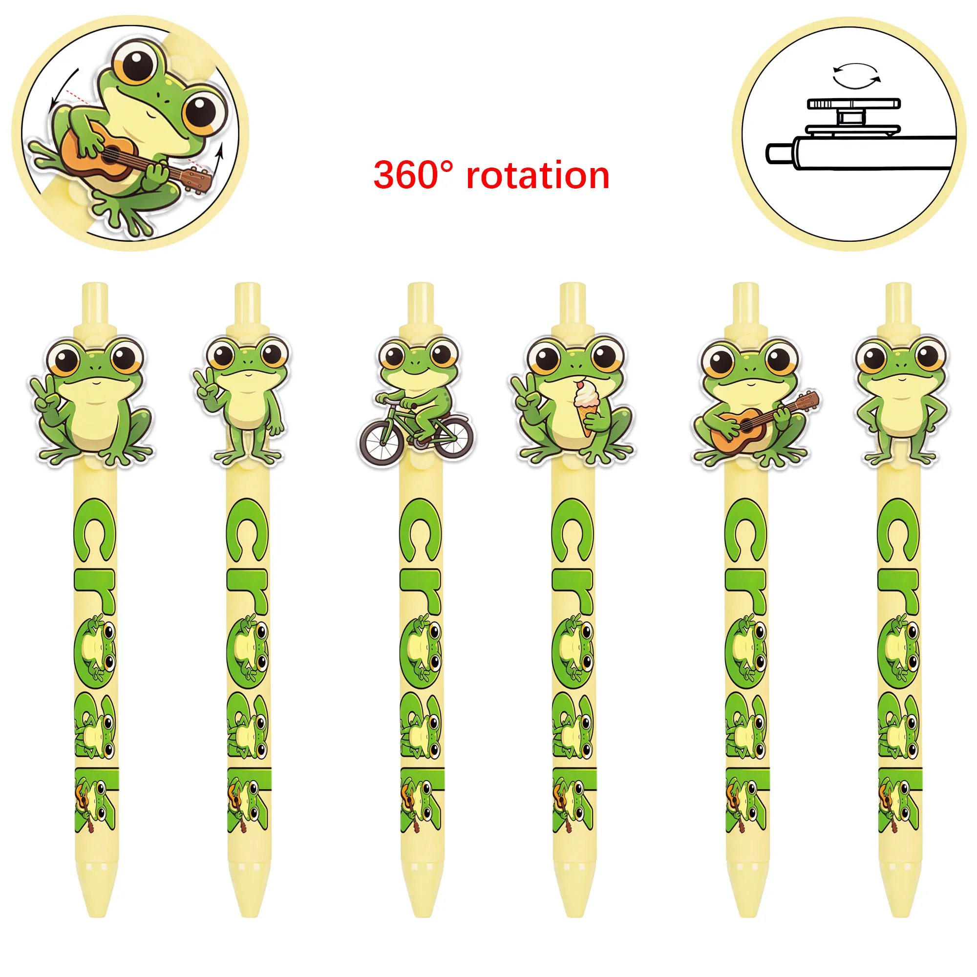 

6 pieces of rotatable pattern ballpoint pens - creative signature pens - with random patterns