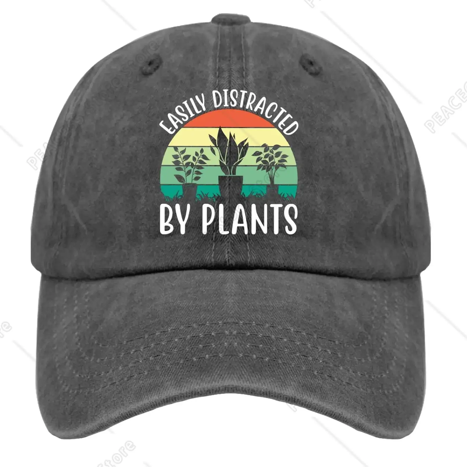 

Baseball Cap Easily Distracted by Plants Dad Hat for Men Funny Denim Baseball Caps Adjustable One Size