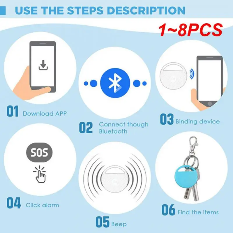 

1 ~ 8 шт. портативный мини-локатор для отслеживания кошек и собак, устройство для отслеживания Gps-сигнала против потери для ребенка 4,0, мобильный ключ-видоискатель