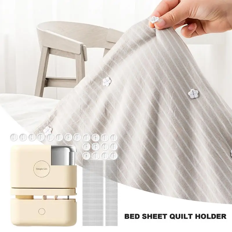Quilt Cover Fastener Bedding Pins Sheet Holder 24 Soft Rubber Buttons 200 Invisible Rubber Needles Needleless Non-slip Comforter