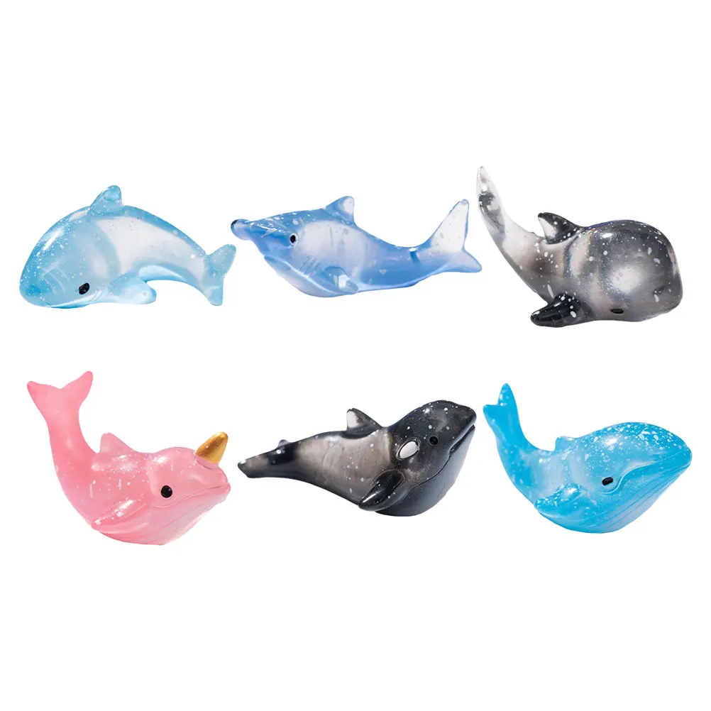 

6 Pcs Fish Tank Decorations Aquarium Miniature Ocean Animals Figurines Cute Micro Landscape Resin Whales Ornament