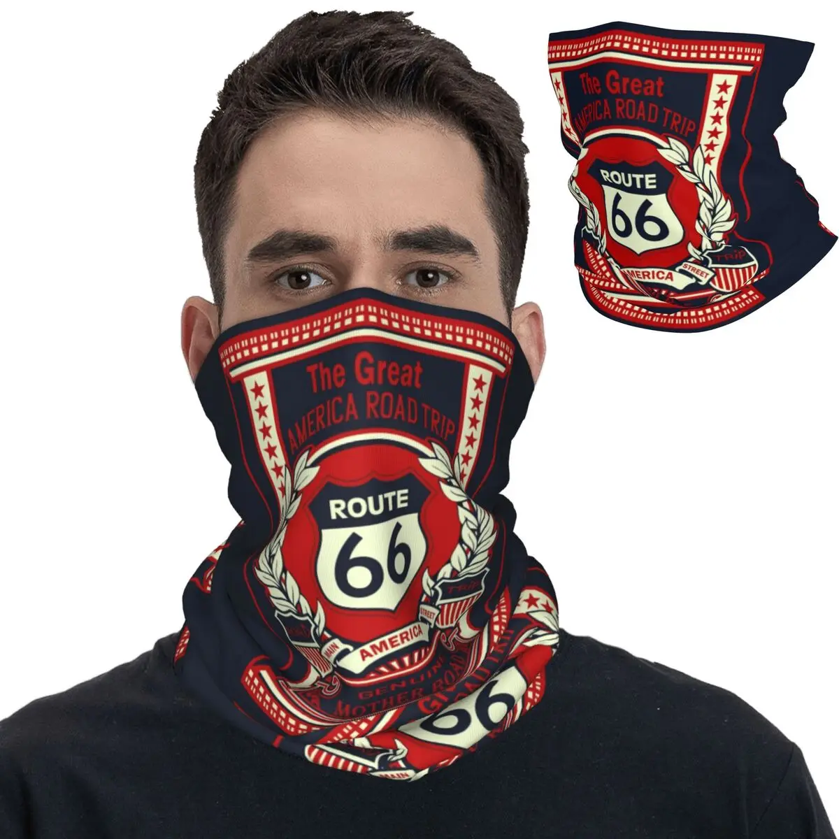 Route 66 USA Bandana Neck Cover Printed California Sign Balaclavas Face Mask Scarf Headwear Unisex Adult Windproof