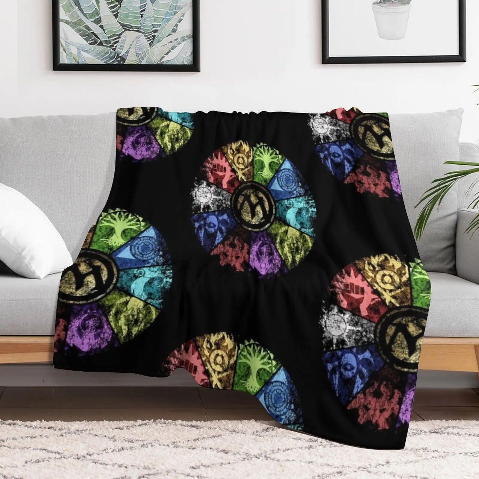 MTG Faded Guild Wheel Throw Blanket Thermal heavy to sleep Shaggy Blankets