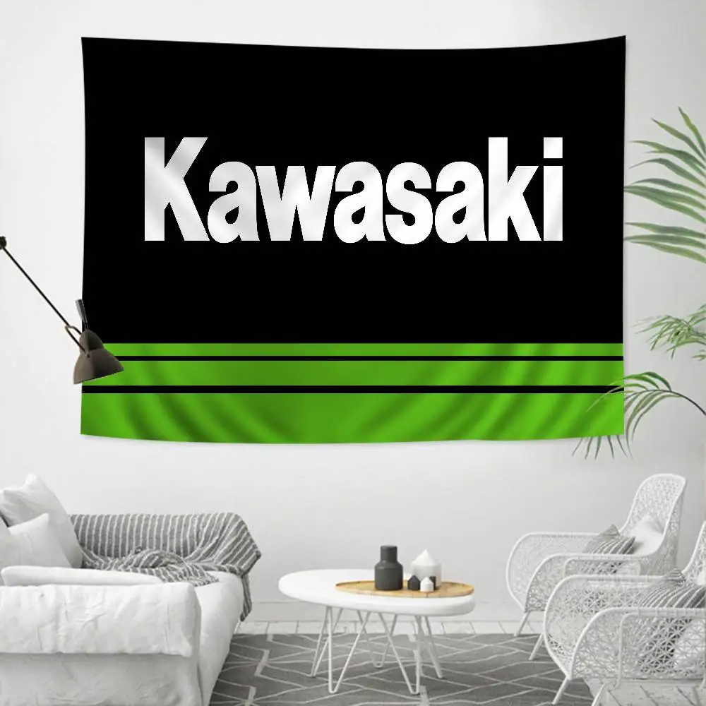 Motorcycle K-Kawasakies Brand Logo Printed Large Wall Tapestry Cheap Hanging Bohemian Wall Tapestries Mandala INS Home Decor
