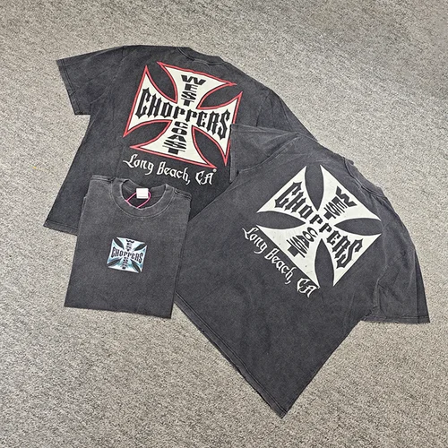 Imagen 2 del producto Yao-ropa de calle a la moda con estampado de gráficos Vintage para hombre, camisetas informales de hip hop, camiseta Retro de gran tamaño de algodón Vintage de lujo para hombre