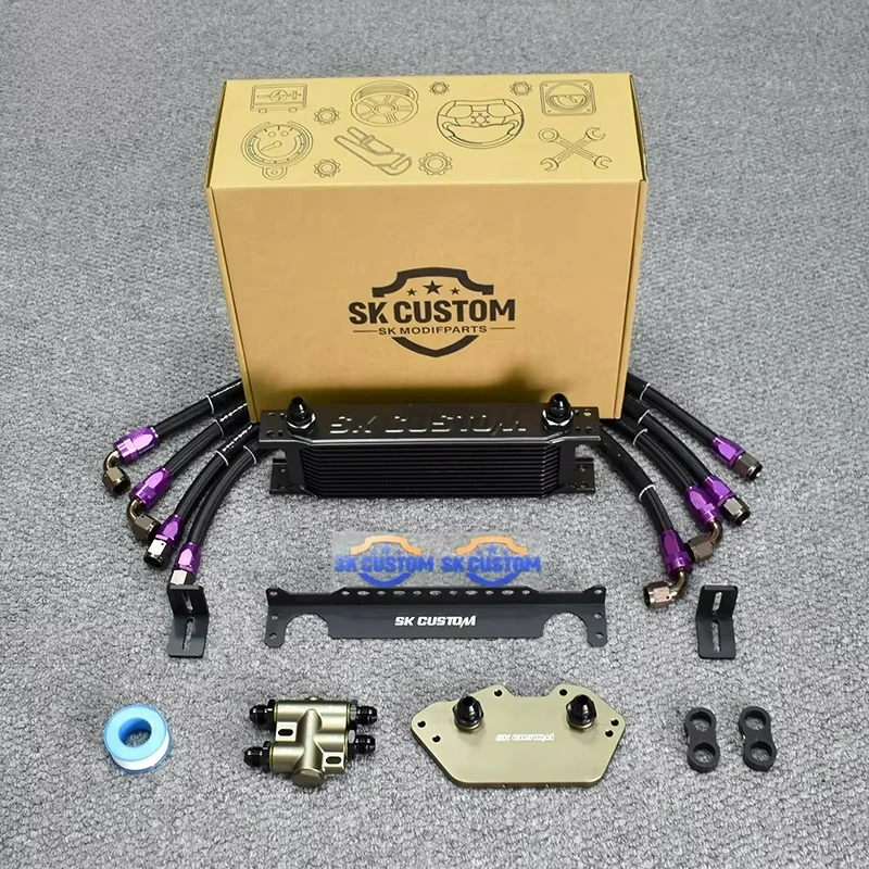 Oil Cooler Radiator Kit for Audi A4L A5 A6 S3 S4 Q7 B8 C7 V6 3.0T EA837 Thermostat Engine Oil Cooler Kit