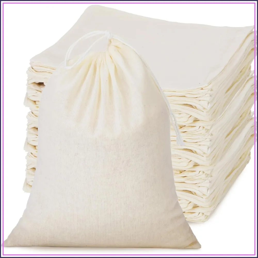 

50 Pcs 4x6 Inches Cotton Drawstring Bags, Reusable Muslin Sachet Pouches for Gifts, Party Favors, Home Storage