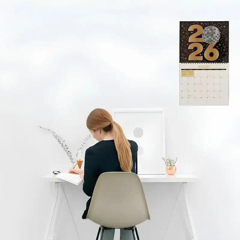 1 قطعة 2026 جدار التقويم طقم الطلاء 12 شهر الوجه تقويم الحائط مع للقيام قائمة عيد الميلاد مكتب المنزل الديكور هدية #5