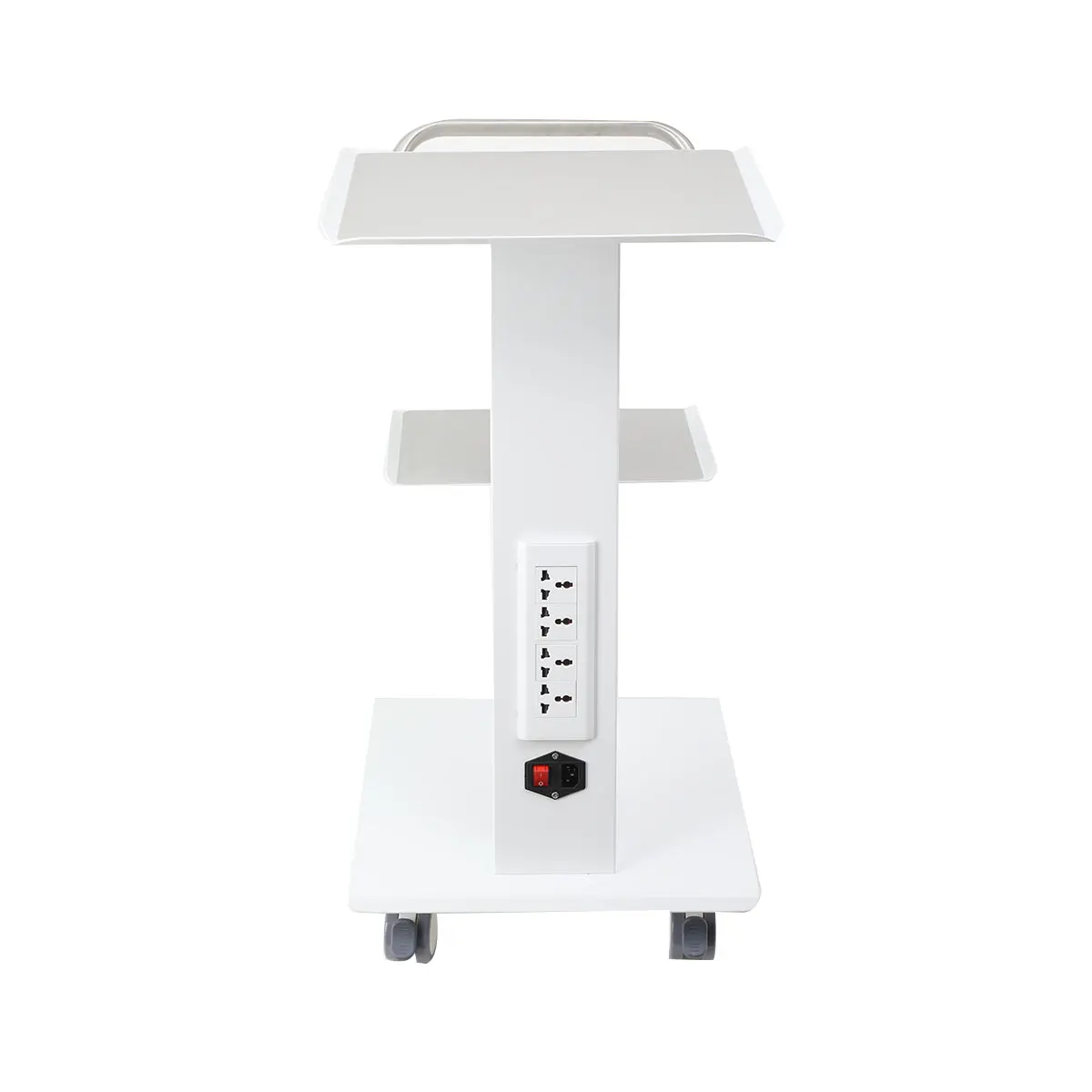 Multi-Functional Salon Trolley Cart Steel 3-Tier 4 Power Outlets for Beauty Medical Lab Dental Hospital Use